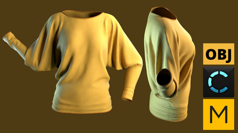 Marvelous Designer + CLO3d + OBJ : dolman sleeved shirt