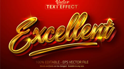 Excellent text, shiny gold style editable text effect