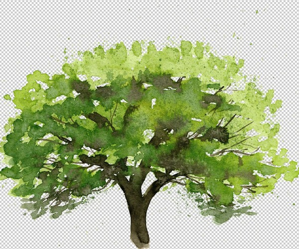 ArtStation - Watercolor Cutout Tree PACK 01 | Resources