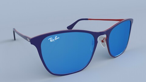 Ray Ban Sunglasses Junior Blue and Red Blue Mirror 3D model