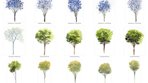 Watercolor Cutout Tree PACK 04