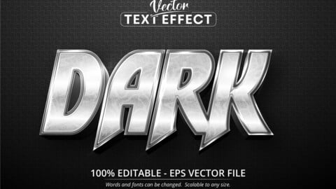 Dark text, shiny silver style editable text effect