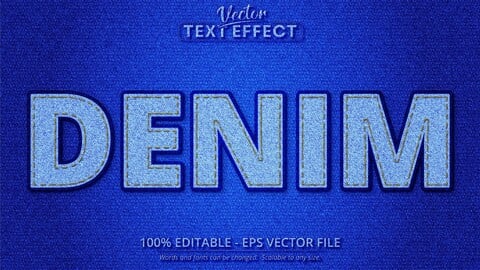 Denim text, realistic denim style editable text effect