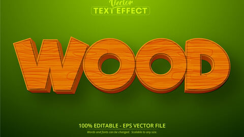 Wood text, cartoon style editable text effect