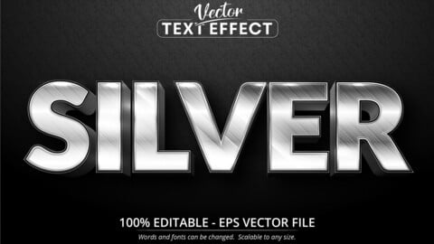 shiny silver style editable text effect