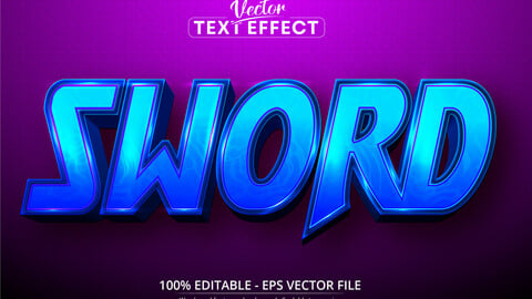 Sword text, cartoon style editable text effect