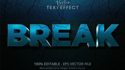 Break text, textured turquoise color style editable text effect