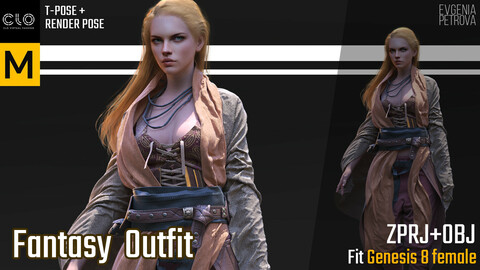 MD, CLO3D. FANTASY OUTFIT PROJECTS + OBJ