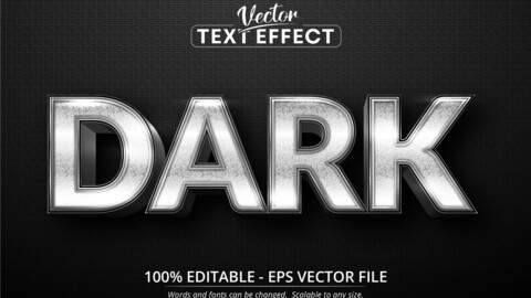 Dark text, shiny silver style editable text effect