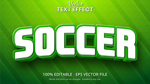 Soccer text, cartoon style editable text effect