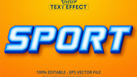 Sport text, cartoon style editable text effect