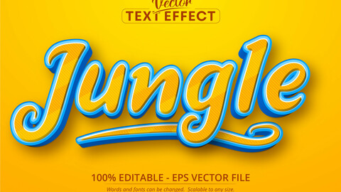 Jungle text, cartoon style editable text effect