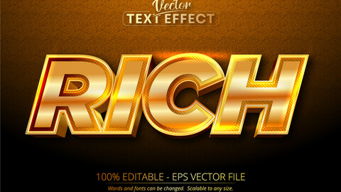 Rich text, shiny gold style editable text effect