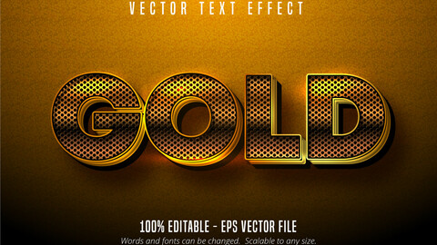 Metallic golden text effect, shiny gold alphabet style