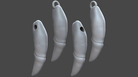 Wolf Fang Pendant - FREE 3D print ready (4 versions)