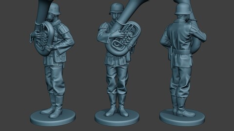 German musician soldier ww2 Stand bass horn G8