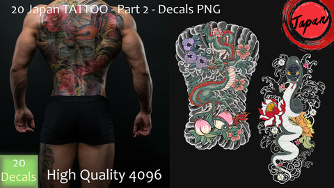 20 Japan Tattoo - Part 02 - DeCals PNG - High Quality 4096