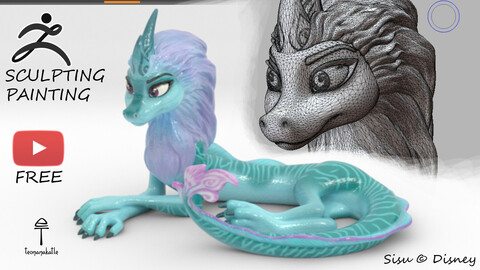 Sisu the Dragon (ZBrush Sculpting Guide) +free 3D model +Painting +Getting ready to 3D-printing. Full creation process.