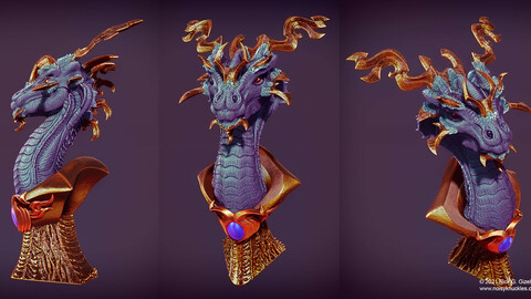 Dragon Bust miniature 3D Print Ready - .OBJ, .STL files