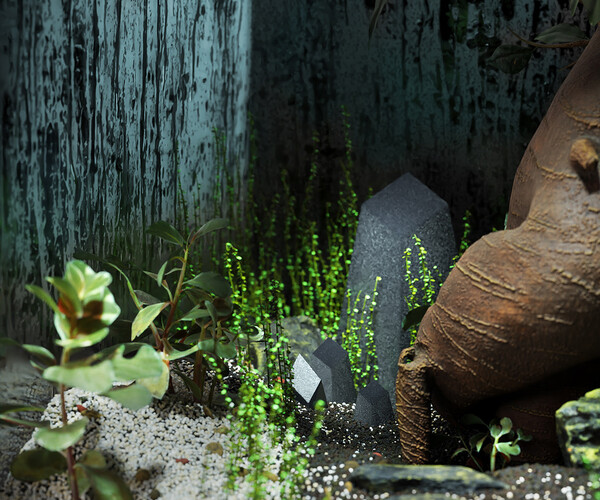 ArtStation Foggy Wet Bonsai Terrarium Resources