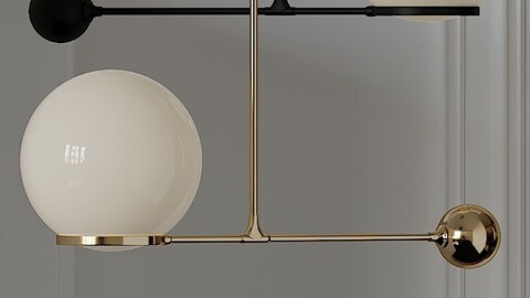 O&G CONTRAPESSO 8inch GLOBE LED PENDANT Gold+ Matte Black