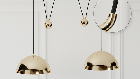 Florian Schulz Double Posa Brass Pendant Lamp with Side Counter Weights