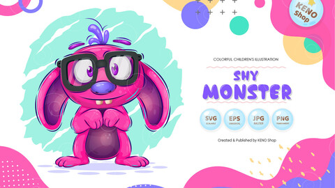 Shy cartoon monster
