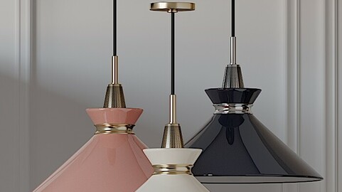 Mitzi Kiki Aged Brass Pendant Light Pink-Blue-Cream Shade