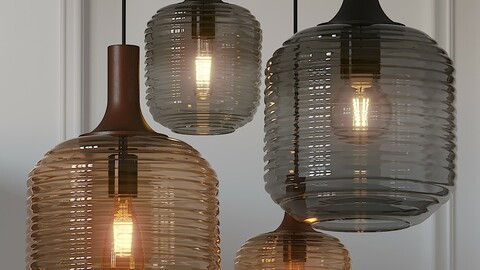 Honey Pendant by Heal's Honey Olive and Smoke Glass