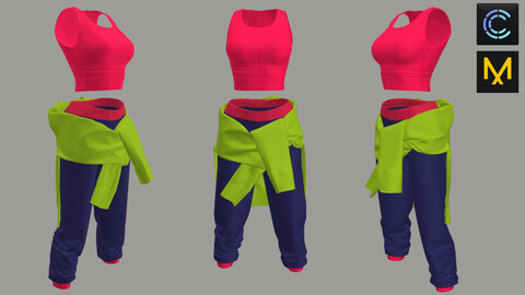 Woman Clothes set-Top-Pants-blouse -Marvelous Designer and CLO3d Projects(ZPAC)+ OBJ