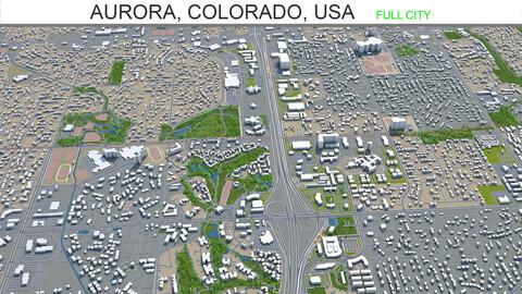 Aurora city Colorado USA 3d model 60km