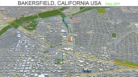 Bakersfield city California USA 3d model 40km