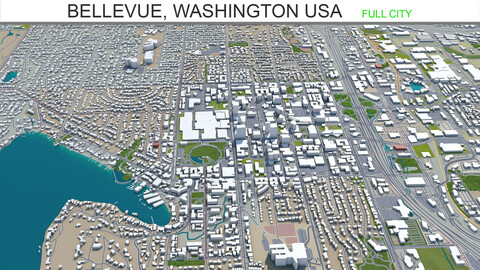 Bellevue city Washington USA 3d model 30km
