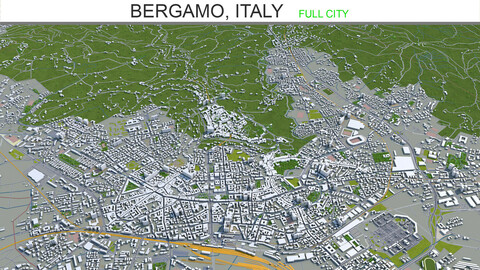 Bergamo city Italy 3d model 30km