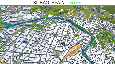Bilbao city Spain 3d model 50km