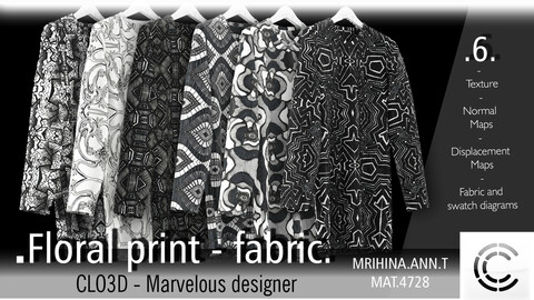 6 .Floral print - Fabric patterns. CLO3D + MD