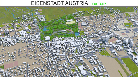 Eisenstadt city Austria 3d model 15km