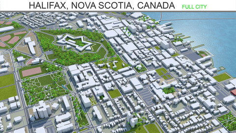 Halifax city Nova Scotia Canada 3d model 50km