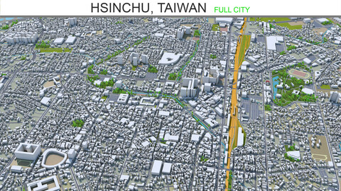 Hsinchu city Taiwan 3d model 50km