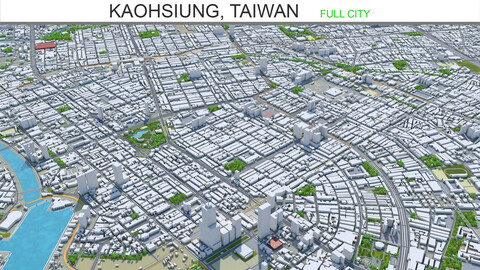 Kaohsiung city Taiwan 3d model 50km