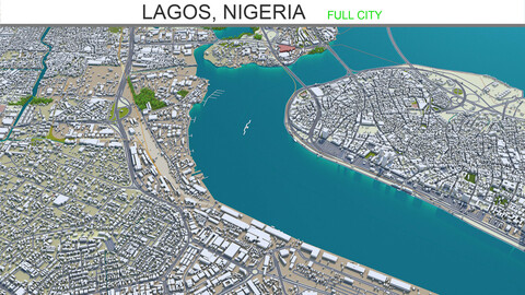 Lagos city Nigeria 3d model 60km