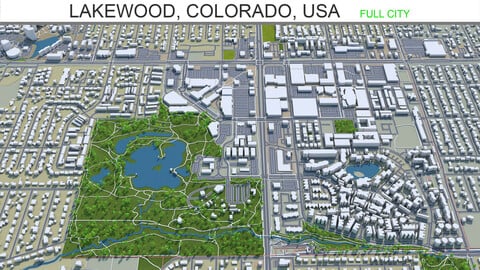 ArtStation - Lakewood city Colorado USA 3d model 30km | Game Assets