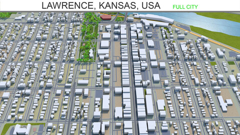 Lawrence city Kansas USA 3d model 30km
