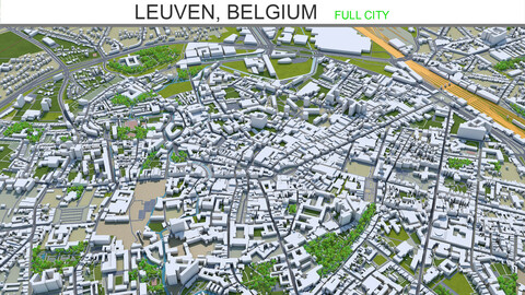 Leuven city Belgium 3d model 30km