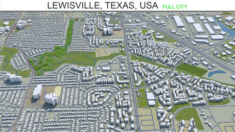 Lewisville city Texas USA 3d model 25km