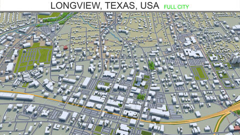 Longview city Texas USA 3d model 30km