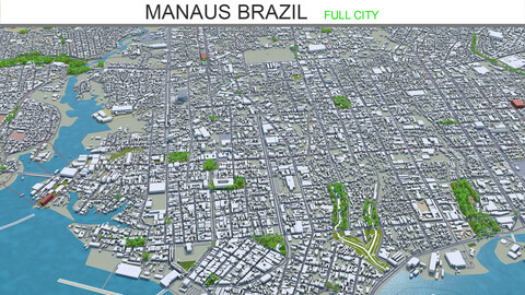 Manaus city Brazil 3d model 40km