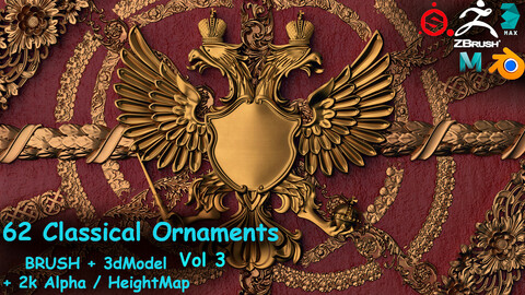 Fred's 62 Ornament Brushes&3dModels&Alphas Volume 3