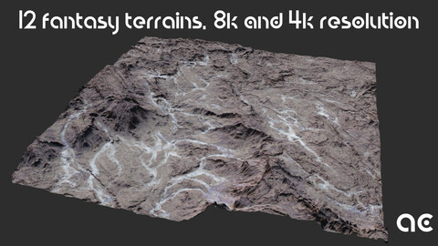 Fantasy Terrains Collection | 12 Terrains at 8k resolution, Height map+Texture+Mesh