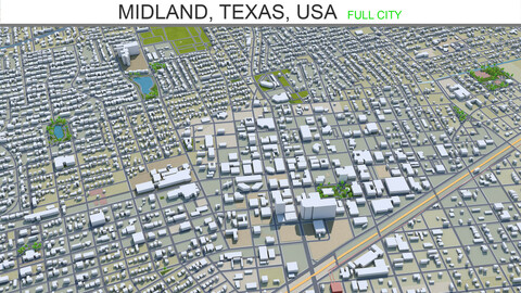 Midland city Texas USA 3d model 30km